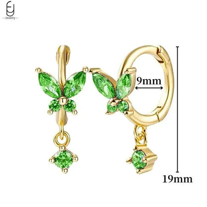 Pendientes de Aro con Corazón en Plata Esterlina 925 y Zirconia Verde, Joyería de Lujo para Mujer, Regalos Elegantes