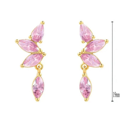 Pendientes de Aro de Plata Esterlina 925 con Cristal Rosa y Corazón, Joyería de Lujo para Mujer, Regalo Elegante y Premium