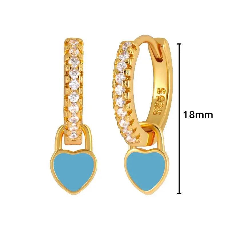 Pendientes de Plata Esterlina 925 con Turquesa Azul, Pendientes de Círculo de Lujo para Mujer, Joyería de Moda Elegante