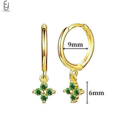 Pendientes de Aro con Corazón en Plata Esterlina 925 y Zirconia Verde, Joyería de Lujo para Mujer, Regalos Elegantes