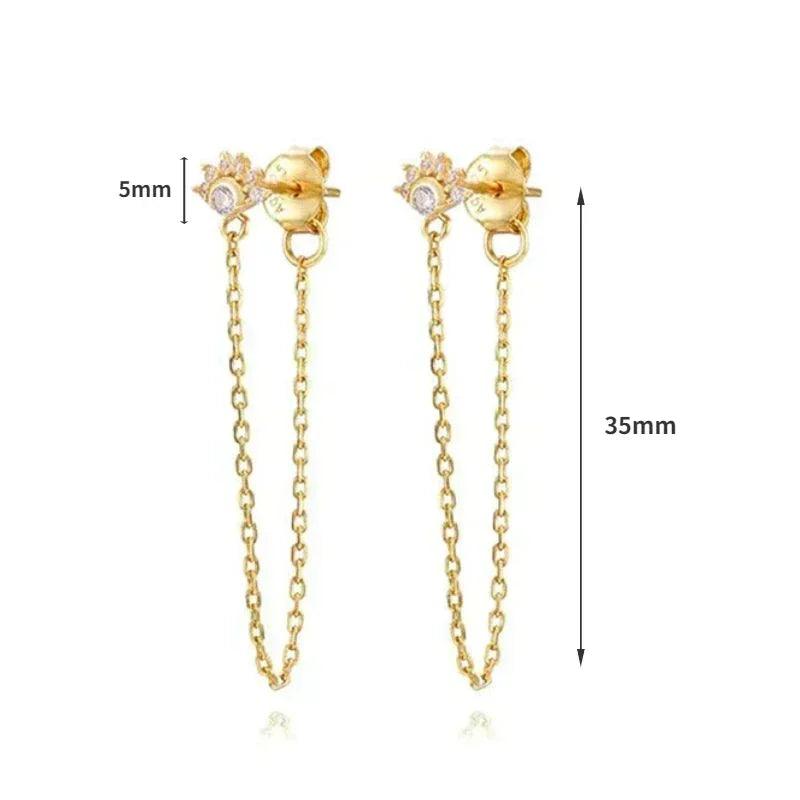 Women's 925 Sterling Silver Ear Needle Crystal Zircon Water Droplets Stud Hoop Gold Huggie Earrings Premium Luxury Party Jewelry