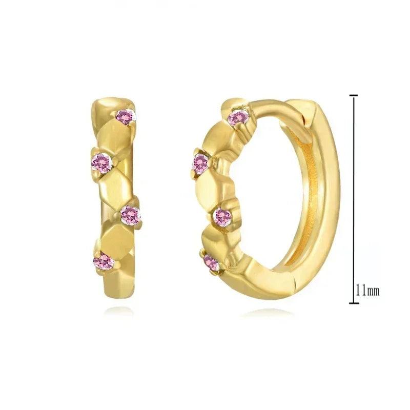 Pendientes de Aro de Plata Esterlina 925 con Cristal Rosa y Corazón, Joyería de Lujo para Mujer, Regalo Elegante y Premium