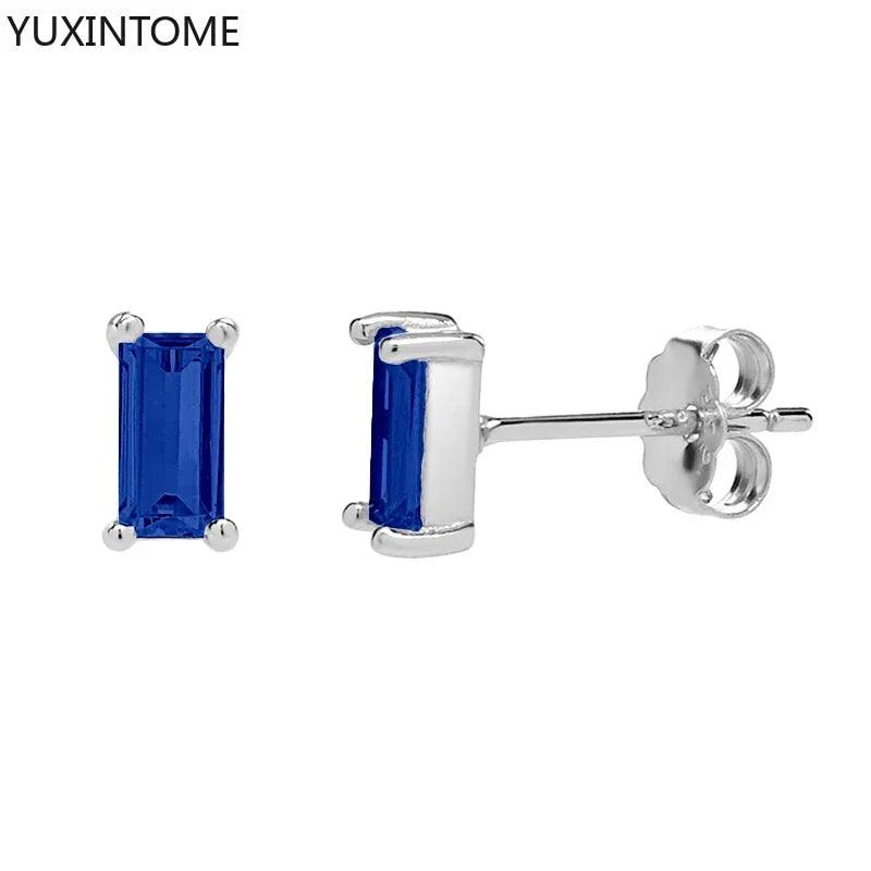 Pendientes de Aro de Plata Esterlina 925 con Zirconia Azul de Lujo para Mujer, Pendientes de Moda con Colgante en Gota de Agua, Corazón o Flor