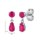 Pendientes de Aro con Colgante de Cristal Rojo Rosa en Plata Esterlina 925, Joyería Elegante para Mujer, Regalos de Moda