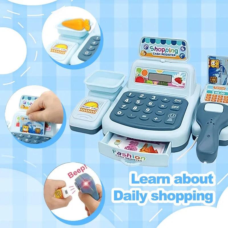 Simulation Shopping Cash House Toys Electronic Game Lighting And Sound Effects Supermarket Cashier Toys