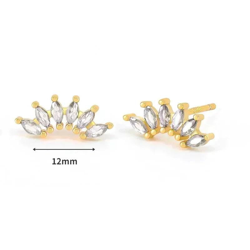 Women's 925 Sterling Silver Ear Needle Crystal Zircon Water Droplets Stud Hoop Gold Huggie Earrings Premium Luxury Party Jewelry