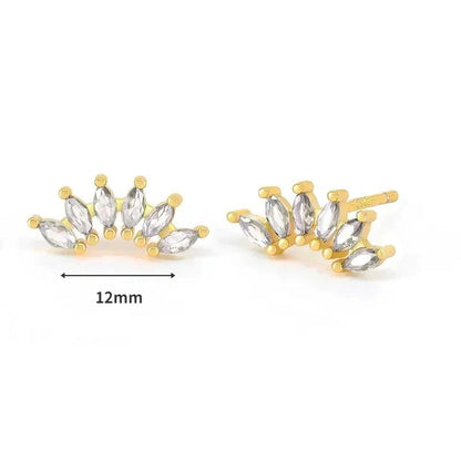 Women's 925 Sterling Silver Ear Needle Crystal Zircon Water Droplets Stud Hoop Gold Huggie Earrings Premium Luxury Party Jewelry