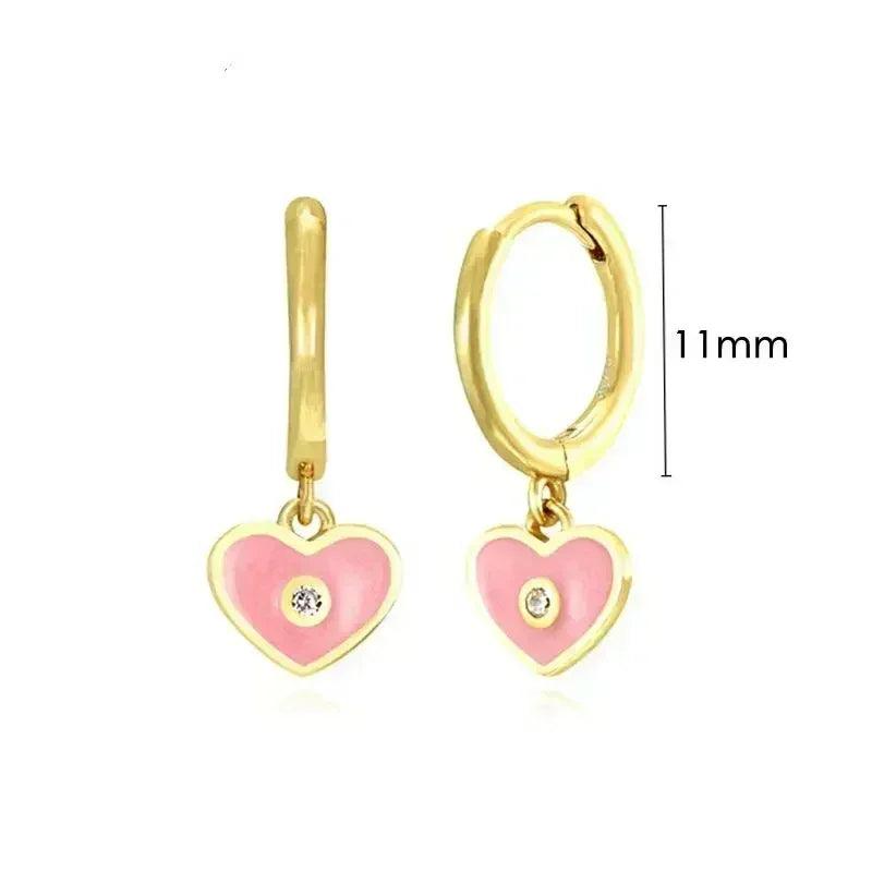 Pendientes de Aro de Plata Esterlina 925 con Cristal Rosa y Corazón, Joyería de Lujo para Mujer, Regalo Elegante y Premium