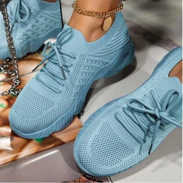 Mesh Breathable Women Casual Sneakers Lace-up Vulcanized Shoes Ladies Platform Sneakers Female Shoes Plus Size Zapatos De Mujer