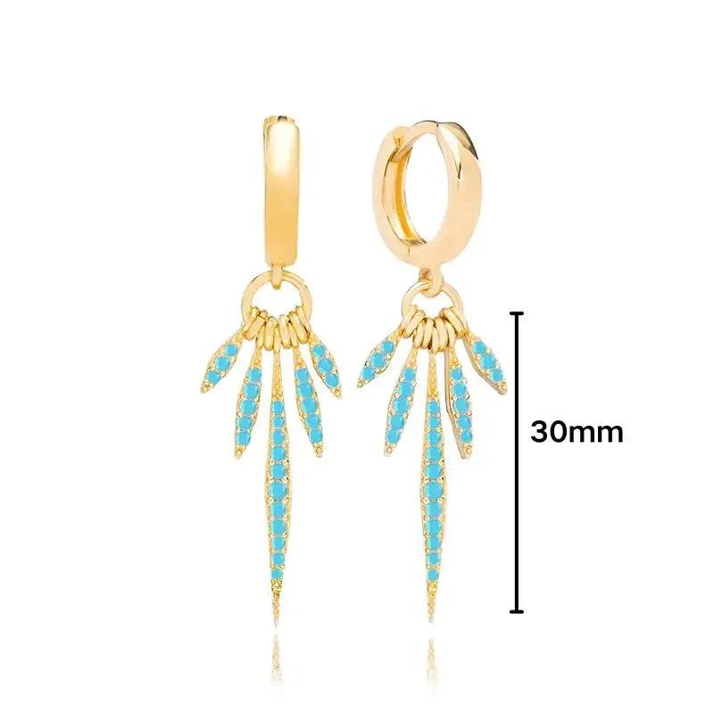 Pendientes de Plata Esterlina 925 con Turquesa Azul, Pendientes de Círculo de Lujo para Mujer, Joyería de Moda Elegante