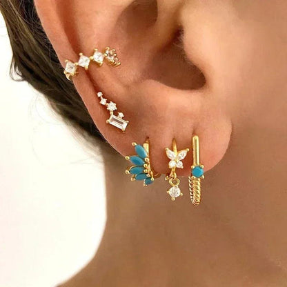 Pendientes de Plata Esterlina 925 con Turquesa Azul, Pendientes de Círculo de Lujo para Mujer, Joyería de Moda Elegante