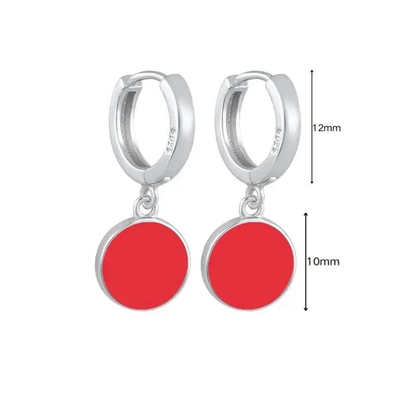 Pendientes de Aro con Colgante de Cristal Rojo Rosa en Plata Esterlina 925, Joyería Elegante para Mujer, Regalos de Moda