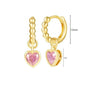 Pendientes de Aro de Plata Esterlina 925 con Cristal Rosa y Corazón, Joyería de Lujo para Mujer, Regalo Elegante y Premium