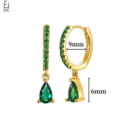 Pendientes de Aro con Corazón en Plata Esterlina 925 y Zirconia Verde, Joyería de Lujo para Mujer, Regalos Elegantes