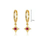 Pendientes de Aro con Colgante de Cristal Rojo Rosa en Plata Esterlina 925, Joyería Elegante para Mujer, Regalos de Moda