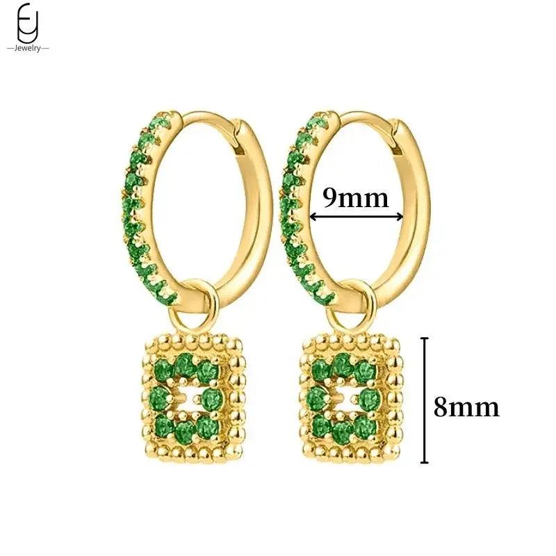 Pendientes de Aro con Corazón en Plata Esterlina 925 y Zirconia Verde, Joyería de Lujo para Mujer, Regalos Elegantes