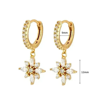 Women's 925 Sterling Silver Ear Needle Crystal Zircon Water Droplets Stud Hoop Gold Huggie Earrings Premium Luxury Party Jewelry