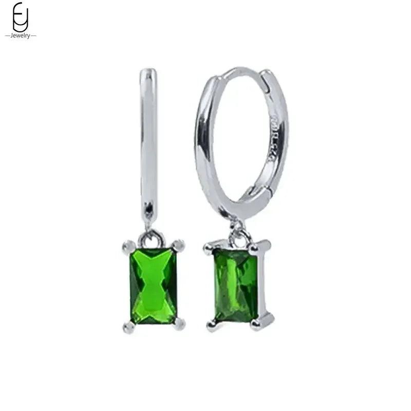 Pendientes de Aro con Corazón en Plata Esterlina 925 y Zirconia Verde, Joyería de Lujo para Mujer, Regalos Elegantes