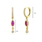 Pendientes de Aro con Colgante de Cristal Rojo Rosa en Plata Esterlina 925, Joyería Elegante para Mujer, Regalos de Moda