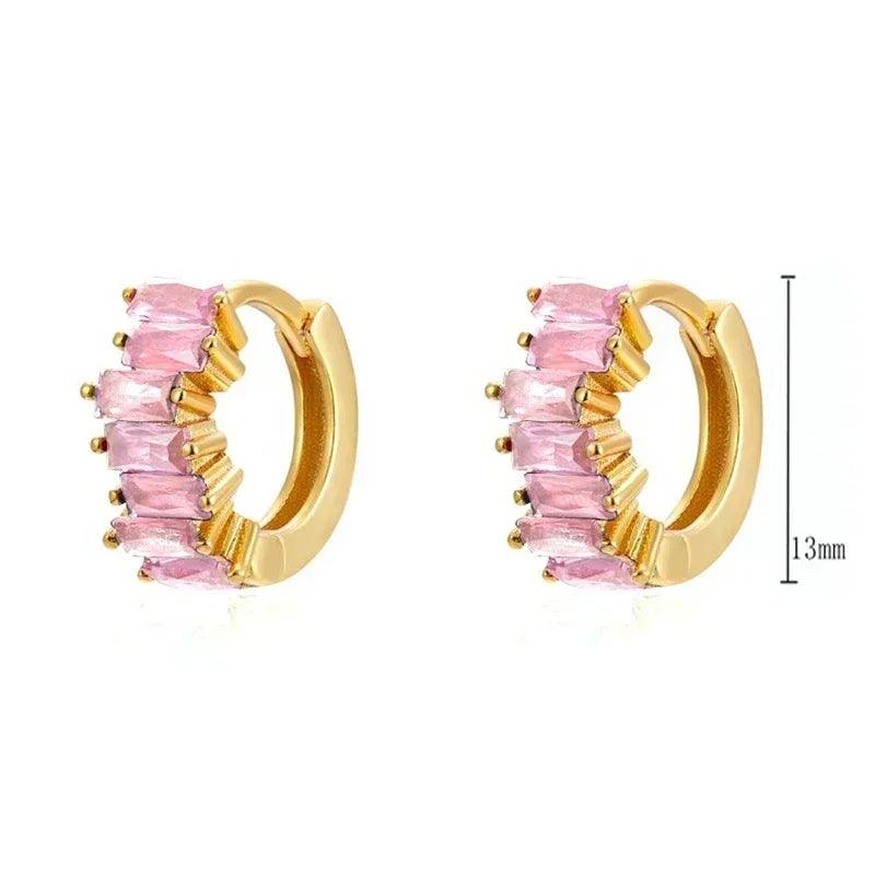 Pendientes de Aro de Plata Esterlina 925 con Cristal Rosa y Corazón, Joyería de Lujo para Mujer, Regalo Elegante y Premium