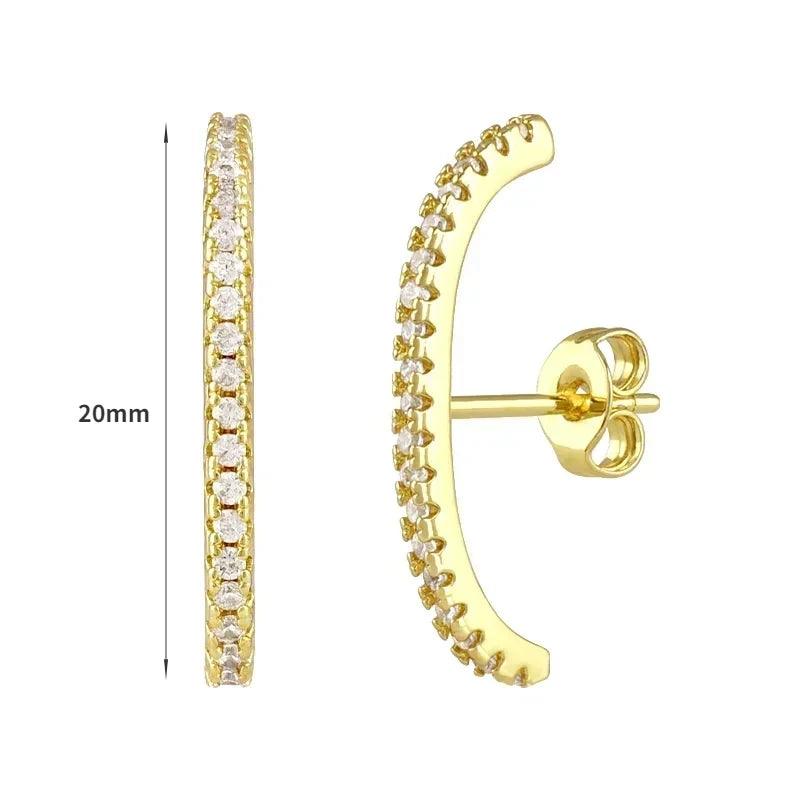 Women's 925 Sterling Silver Ear Needle Crystal Zircon Water Droplets Stud Hoop Gold Huggie Earrings Premium Luxury Party Jewelry