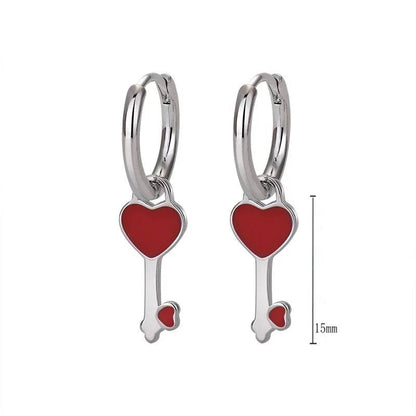 Pendientes de Aro con Colgante de Cristal Rojo Rosa en Plata Esterlina 925, Joyería Elegante para Mujer, Regalos de Moda