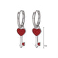 Pendientes de Aro con Colgante de Cristal Rojo Rosa en Plata Esterlina 925, Joyería Elegante para Mujer, Regalos de Moda