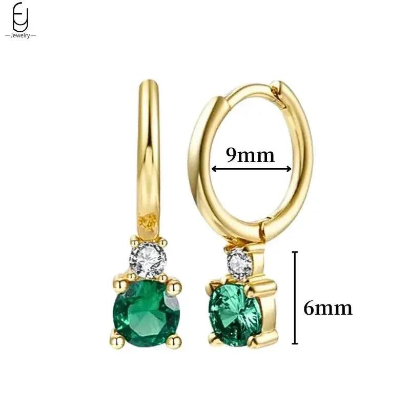 Pendientes de Aro con Corazón en Plata Esterlina 925 y Zirconia Verde, Joyería de Lujo para Mujer, Regalos Elegantes